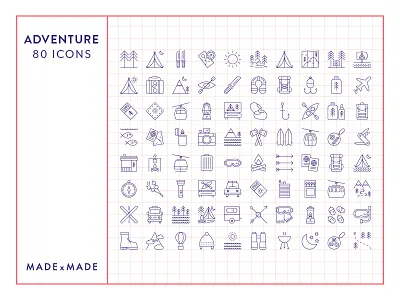 Made By Made | Line Icons – Adventure adventure camping icons illustrations infographics line icons outdoors sport symbols ui ux vector