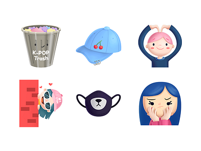 K-pop Stickers amino app cute icons illustration k pop kawaii mexico stalker stickers trash