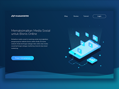 Memaksimalkan Media Sosial Untuk Bisnis Online bussiness flat homepage illustration landingpage online socialmedia ui ux website