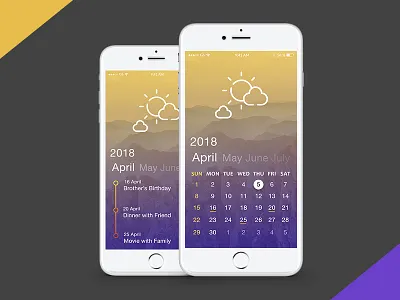 Calendar UI Concept-1 calendar calender ui concept concept ui gradient ui mockup ui