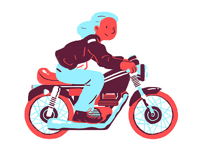 Red and Blue bike design flat illustration illustrator motorcycle