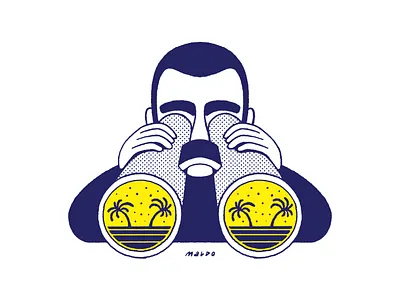 Beach Finder beach binoculars editorial icon illustration maldo maldonaut minimal pattern search sticker surf