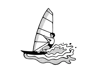 Windsurfer blackandwhite editorial icon illustration maldo maldonaut minimal simple surf vans volcom windsurfing