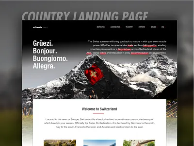 Switzerland Tourism Landing Page app branding country design header holiday switzerland tourism travel ui ux website