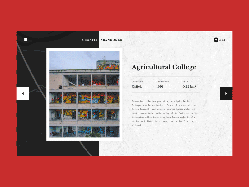 Croatia Abandoned slide animation ae animation gallery motion photography slide slideshow transition ui urban ux