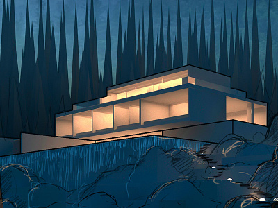 The Cove Sketch at Night 2d concept art idea sketch