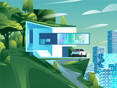 City Apartments apartments building cabin car city home illustration landscape modern skyscraper tree vector