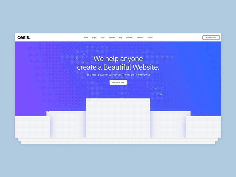 Cesis Landing Page [ Banner Animation ] animated animation banner blue gradient hero header map screen web design world