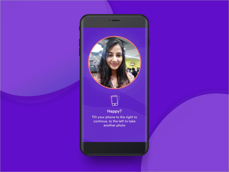 Selfie Onboarding Interaction animation app clean gyroscope microinteraction motion principle selfie ui ux