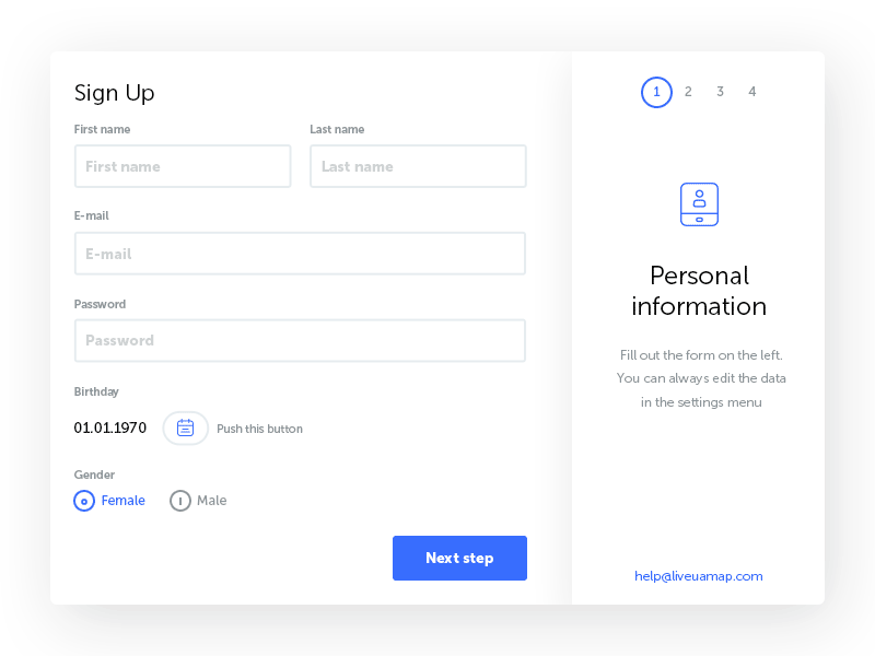 Form Sign Up by Alexandr Bilchenko on Dribbble