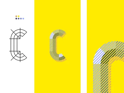 36daysoftype C 36 days of type color couleurs hachures hatches illustration letter lettrage lines rayures t typograhy