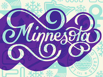 Minnesota flourishes hand lettering lakes layered loon minnesota prince typography