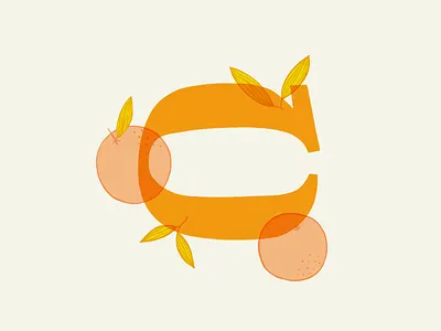 C // 36 Days of Type c citrus color hand drawn type hand lettering handlettering leaves letter lettering orange transparency type