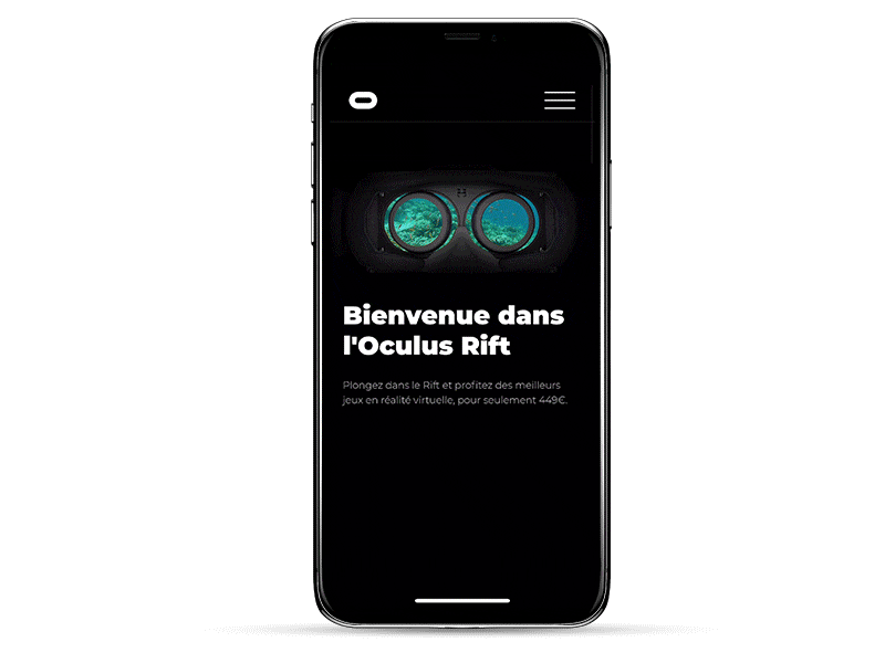 Oculus Rift - Landing page concept animation app mobile mobile first oculus virtual reality vr