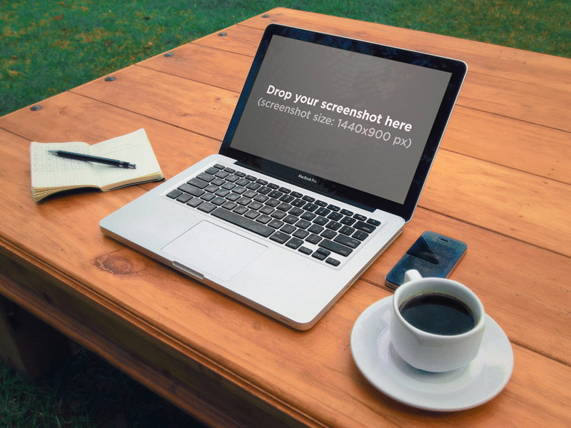 App Screenshot Generator Iphone Macbook Coffee Outdoors digital mockup macbook macbook air macbook pro macbook pro retina mockup mockup generator ui ux