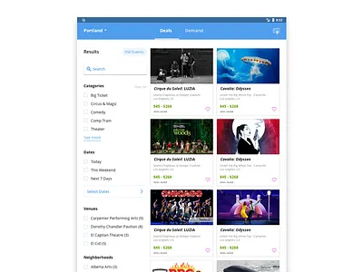 Event Discovery Android Tablet android discovery events filter search