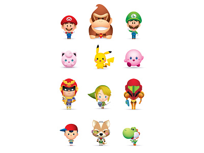 Super Smash Cuties character design cute gallery 1988 icons illustration jerrod maruyama jmaruyama kawaii sew cute super smash bros