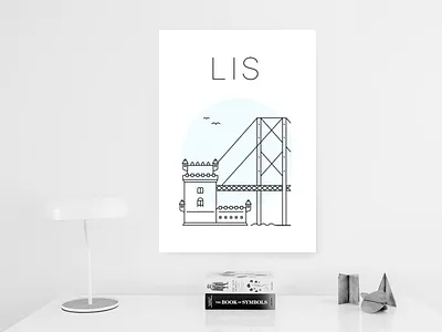 Lisbon poster belém blue bridget lisbon minimal poster tower white