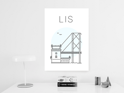 Lisbon poster belém blue bridget lisbon minimal poster tower white