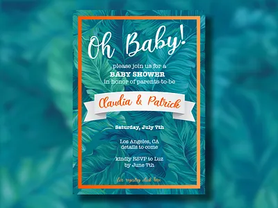 Tropical Baby Shower Invite baby shower digital graphic design invitation tropical