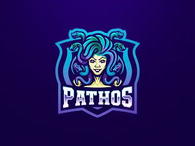 Pathos esports gaming logo logo design medusa snakes sport logo