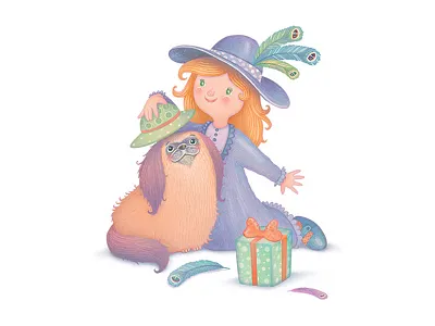 Friends birthday cards cute friends girl greeting cards illustration little darlings pekingese puppy spring sweet