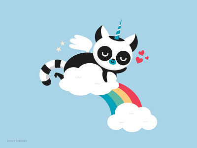 A colourful blend of creatures animal cute lemur pegasus rainbow unicorn