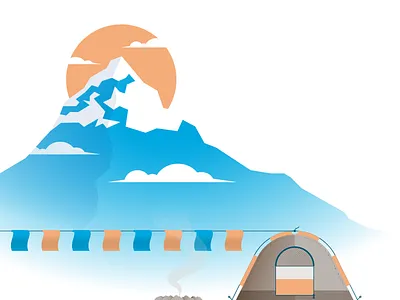 Illo Graveyard - Base Camp camp flat illustration mountain