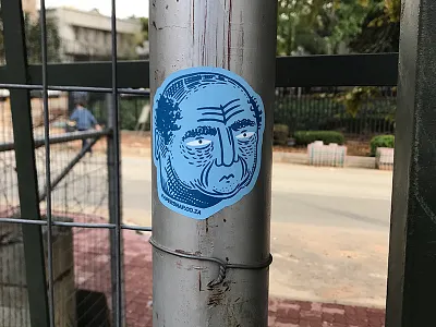 Oupa Sticker gramps granddad illustration oupa screen printed sticker street art wrinkles