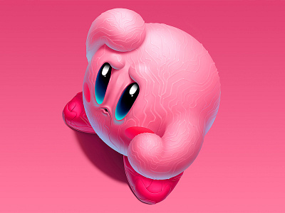 Puzzled Kirby 90x acid creature cute eyes game instapump kirby magic nintendo pink puzzle