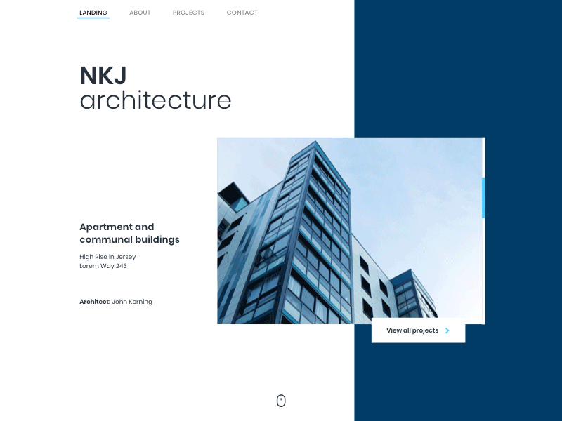 Architecture studio animation architecture landing slider studio ui ux web