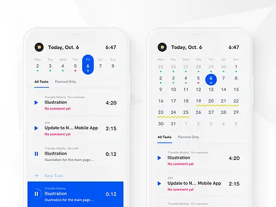 Time Tracker - iOS app calendar design ios mobile task time tracker
