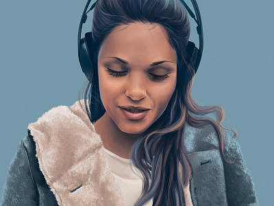 Music moment hair headphones ilustration jacket music portrait