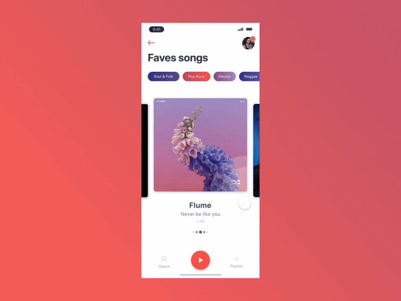 InVision Studio - Music Player card colasse coraline gif gradient invision studio invisionapp iphonex mobile music player ui