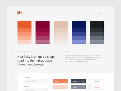 Hex Rally Styleguide colors minimal styleguide ui ux