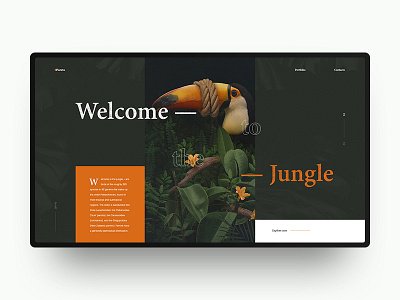 Welcome to The Jungle clean dark design landing page main page orange promo ui ux website