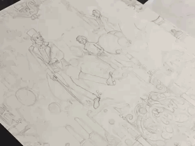 Willy Wonka Sketch Timelapse illustration movie poster pencil poster process sketch timelapse