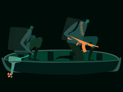 Guerrillera Test boat colombia color farc illustration night peace soldier war