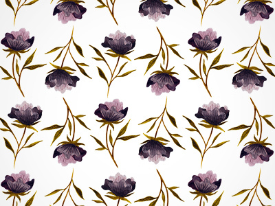 Flower Pattern 1 blackboozeillustrations floral flower girlpower leaf leaves pattern watercolor