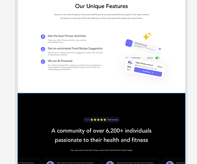 AI-Powered Fitness/Wellness Landing page ai artificial intelligence digital fitness illustration information architecture landing page mobile application productdesign ui ui design ux wellness