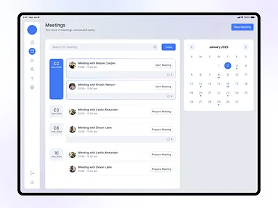 Meeting Schedule calendar concept create meeting design meeting scheduled meeting schedules tab ui ux website