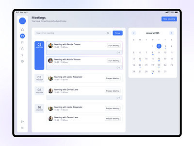 Meeting Schedule calendar concept create meeting design meeting scheduled meeting schedules tab ui ux website