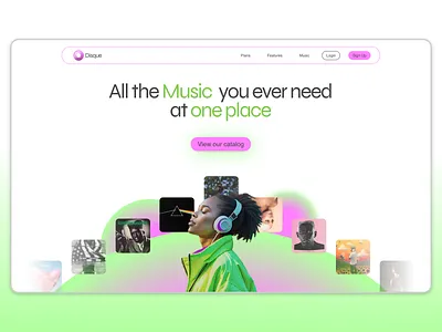 Disque - Music Streaming App dailyui graphic design hero section homepage ui user interface user interface design website website homepage
