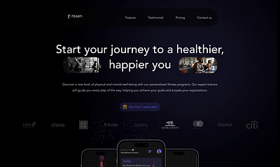 AI-Powered Fitness/Wellness Landing page ai exercise fitness gym hero section information architecture landing page mobile application productdesign ui ui design ux wellness