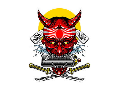 Oni Mask artwork ilustration japanese oni streetwear vector vectordirector