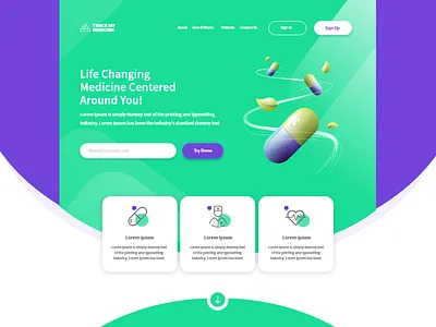 Track My Medicine Landing page demo health landing page medicine tracking ui