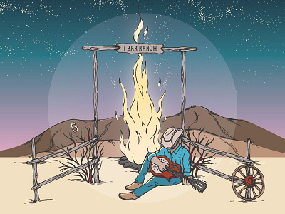 Castle Creek Guitars Summer Concert Series bonfire colorado cowboy dobrato guitar gunnison music poster summer sunset willows