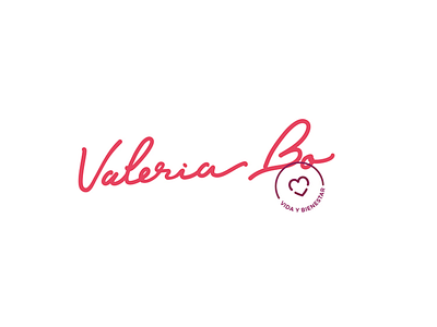 Vida y Bienestar colorful handmade healthy lettering life logo nutricionist pink stamp