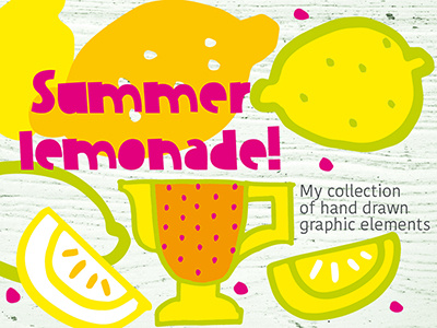 Lemonade and vintage pitchers hand drawn lemons pink vector vintage pitchers yellow