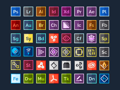 Adobe Icons adobe app appdesign design illustration photoshop ui uidesign userinterface ux uxdesign vector